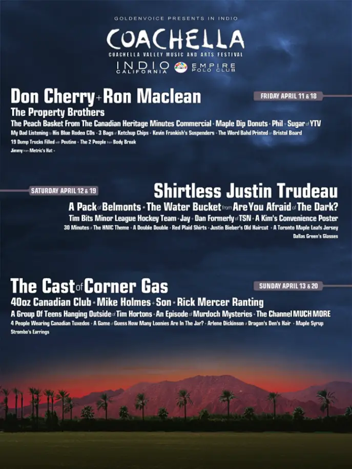 If Coachella Were Held In Canada, The Poster Might Look Like This 