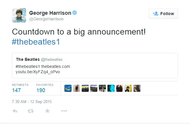 George Harrison tweet