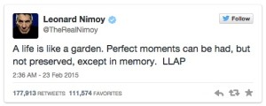 Leonard Nimoy final tweet copy