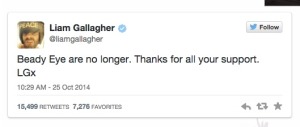 RIP Beady Eye tweet copy
