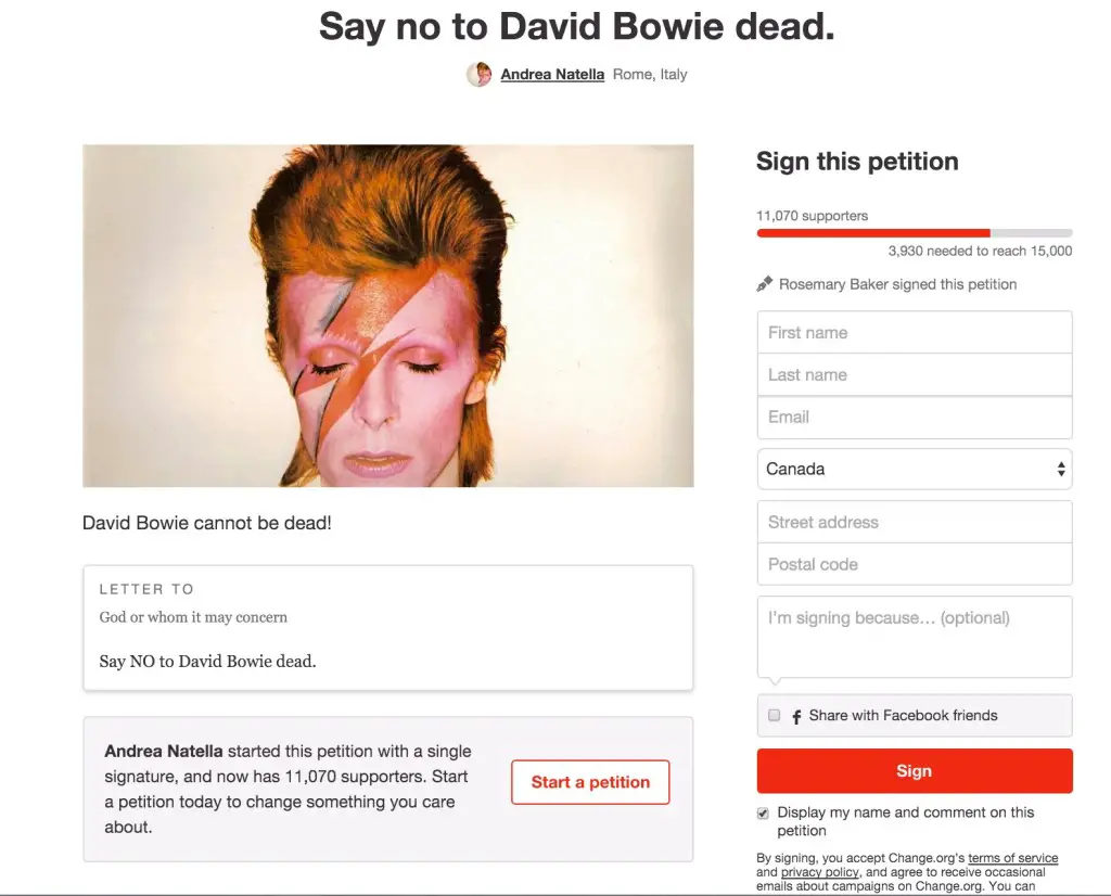 Say no to David Bowie Dead copy