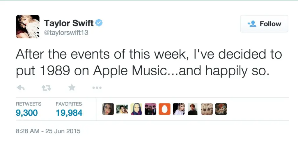 Taylor back with Apple copy